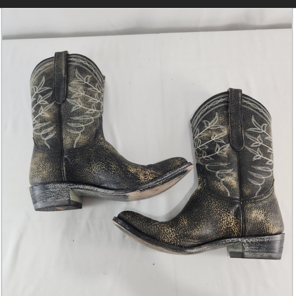 Old Gringo Black Distressed 10" Polo Razz Heel Cowboy Boots - Picture 3 of 16